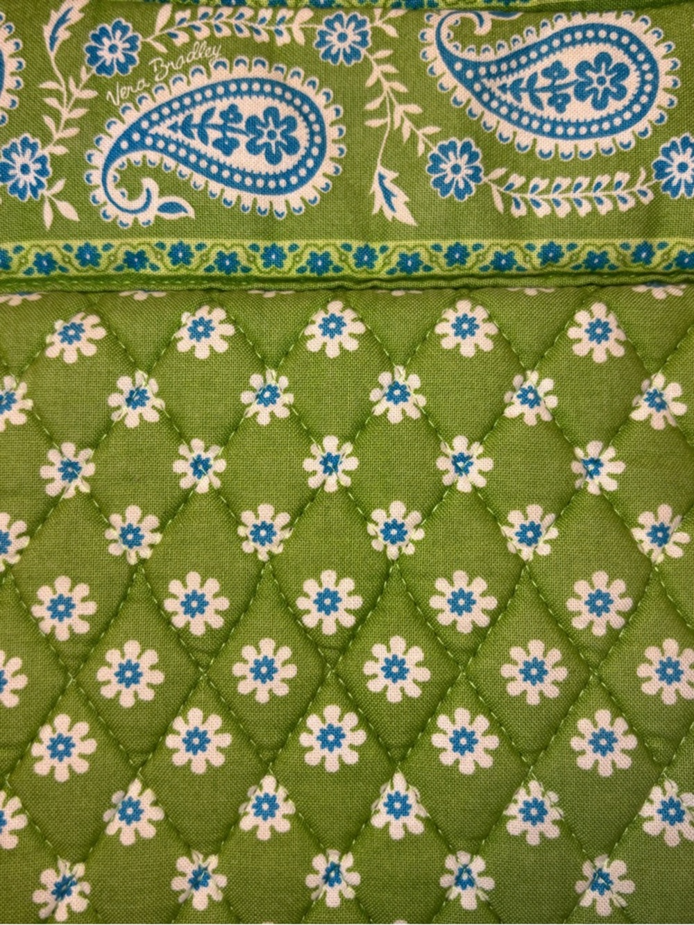 Vera Bradley 3 Piece Set, Quilted Green Floral Tote with Matching Wallet & Pouch - Picture 2 of 16